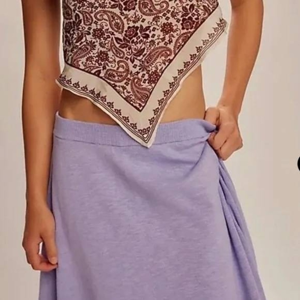 Free People Purple Lavender Asymmetrical Knit Skirt Size‎ XS NWT